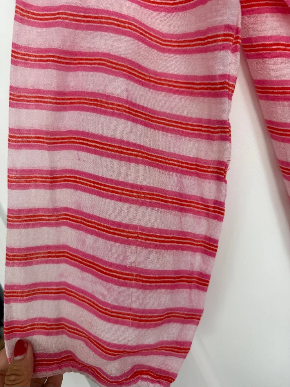 J.Crew Pink Stripe Gauze Beach Cover Up Tunic Large Lightweight Cotton